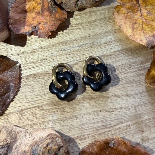 BOUCLES D’OREILLES FLEUR ÉBÈNE